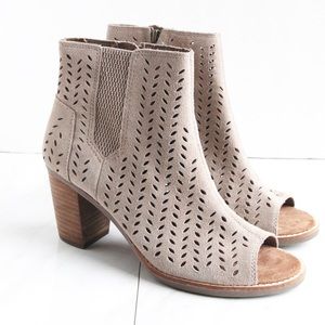 Toms Tan Suede Ankle Bootie Heels